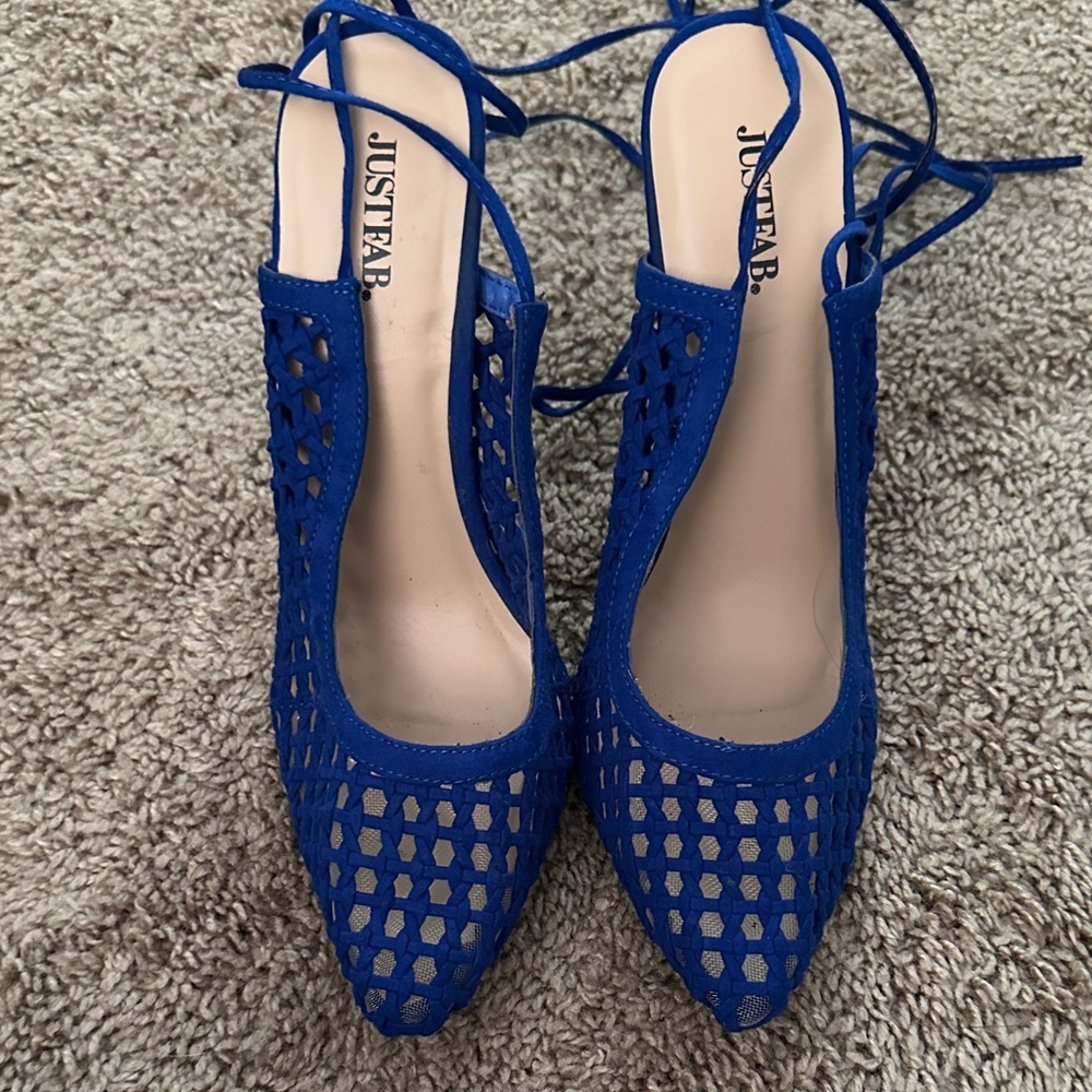 JustFab Royal Blue Lace-Up Heels